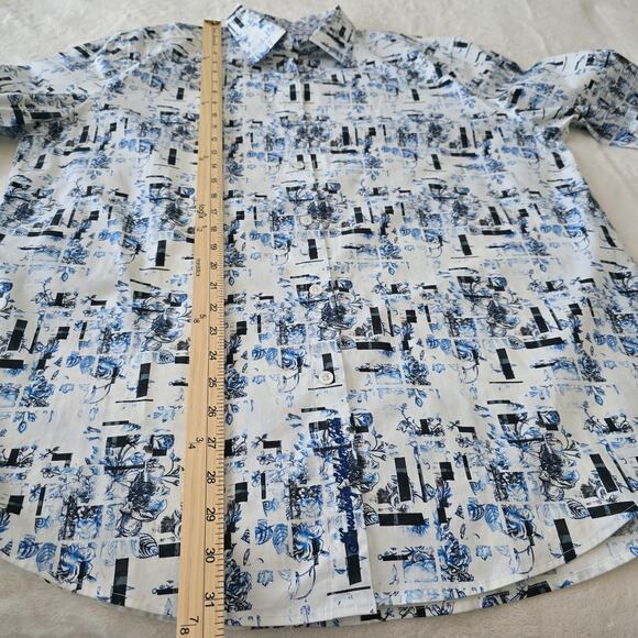 Robert Graham Men’s XL Classic Fit Button Down Shirt Abstract Blue White Stretch - Picture 8 of 11